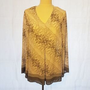 3/$15 Rose & Olive Gray/White Blouse Sz S
